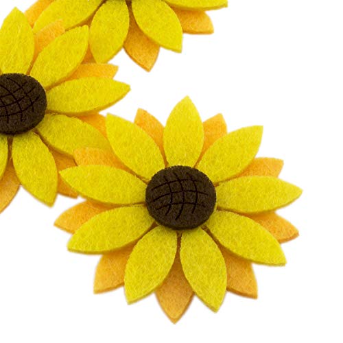 Summer-Ray 20 Stück 5cm dreilagige Filz-Sonnenblumen – DIY-Bastelverzierungen für Scrapbooking & Wohndekor von Summer-Ray.com