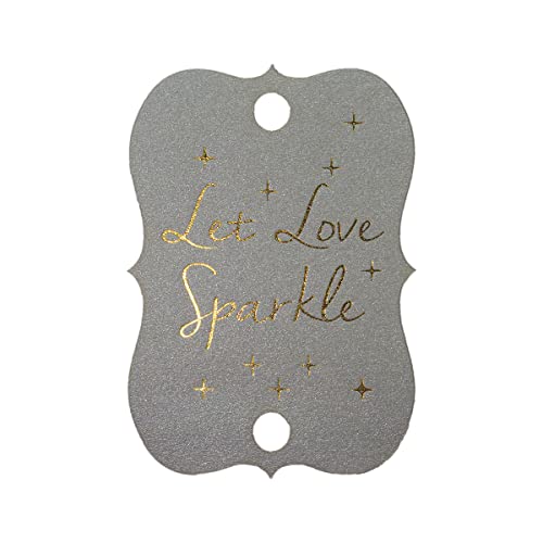Summer-Ray 50 glitzernde Silber-Goldfolie Heißprägung kleine Violine Hochzeit Wunderkerzenanhänger Let Love Sparkle von Summer-Ray.com