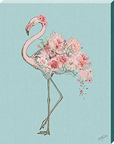 Summer Thornton Floral Flamingo 40 x 50cm Canvas Print Leinwanddruck, Mehrfarbig, 40 x 50 cm von Summer Thornton