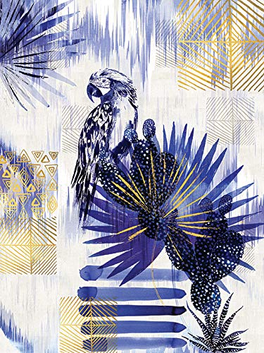Summer Thornton Ikat Parrot Leinwanddruck, Mehrfarbig, 60 x 80 cm von Summer Thornton