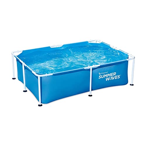 Summer Waves Freistehender Pool, rechteckig, 2,13 x 1,52 x 0,61 m – praktisch Material PVC laminiert 3 Schichten – Wasserlinie 51 cm – Lieferung mit notwendigem Zubehör von Summer Waves