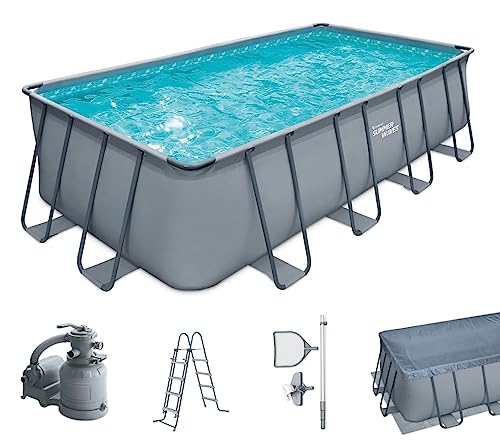 Summer Waves Frame Pool Komplettset | Rechteckig 549x274x132 cm Grau | Aufstellpool Set | Gartenpool & Schwimmbecken inkl. Sandfilterpumpe, Bodenvlies, Abdeckplane & Einstiegsleiter Summer Waves Frame Pool Komplettset | Rechteckig 549x274x132 cm Grau | Aufstellpool Set | Gartenpool & Schwimmbecken inkl. Sandfilterpumpe, Bodenvlies, Abdeckplane & Einstiegsleiter von Summer Waves