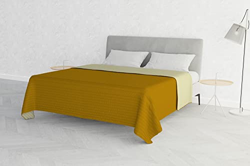 “Summer” Sommersteppdecke, Senf/Creme, Mikrofaser, 250x250cm von Italian Bed Linen