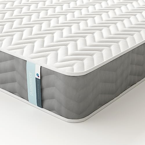 Summerby DREI-Zonen Coil-Hybrid Matratze für Doppelbett, Memory-Schaum Schaumstoff Federkernmatratze Weicher, gestrickter Bezug Hypoallergene Faser, weiß von Summerby