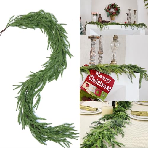 2 m lange Weihnachtsgirlanden, fühlt sich echt an, künstliche Norfolk-Girlande, lebensechte grüne Girlande für Tisch, Kaminsims, Wand, Innen- und Außenbereich, Weihnachtsdekoration 2 m lange Weihnachtsgirlanden, fühlt sich echt an, künstliche Norfolk-Girlande, lebensechte grüne Girlande für Tisch, Kaminsims, Wand, Innen- und Außenbereich, Weihnachtsdekoration von Summerdate