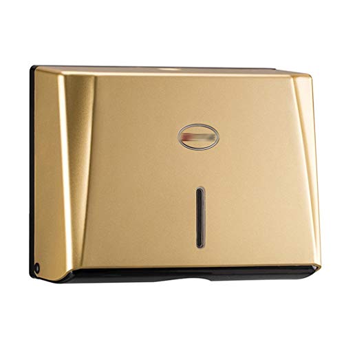 Kommerzielle Papierhandtuchspender, Wand- Handtuchspender, Punsch Frei, Kunststoff (Color : Gold) von Summerone