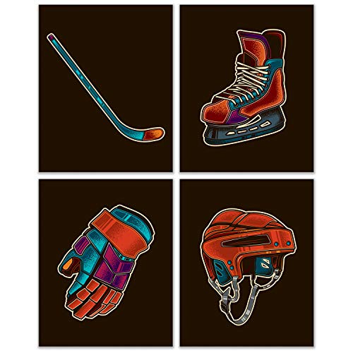 Hockey-Schlafzimmer-Wandkunstdrucke, 20,3 x 25,4 cm, 4 Stück von Summit Designs