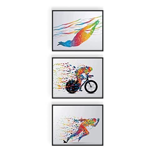 Summit Designs Ironman Triathlon Wandkunst Dekor – Set von 3 (20,3 x 25,4 cm) Posterfotos – Schwimmrad Laufen Rennen Herren Damen Sport von Summit Designs