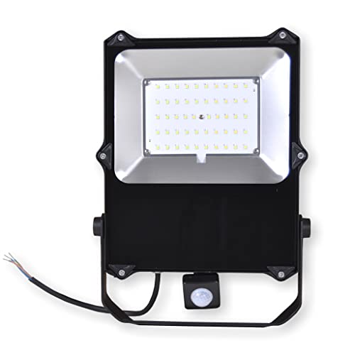 Summit LED Strahler 50W 6000lm schwarz mit Sensor Bewegungsmelder Flutlichtstrahler Außenstrahler IP65 6500K von Summit