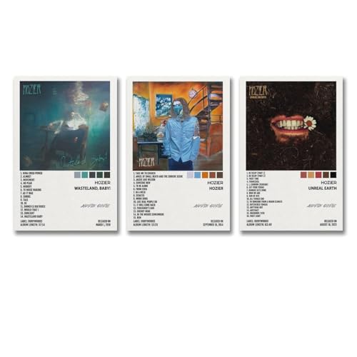 A Set Of 3 Hozier Poster Music Album Cover Poster Für Zimmer, Ästhetische Leinwand-Wandkunst, Schlafzimmer-Dekor Poster 08x12inch(20x30cm)-3pcs von Sumooa