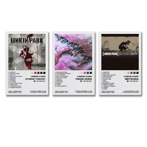 A Set Of 3 Linkin Poster Park Music Rock Band Album Cover Poster Für Zimmer, Ästhetische Leinwand-Wandkunst, Schlafzimmer-Dekor Poster 08x12inch(20x30cm)-3pcs von Sumooa