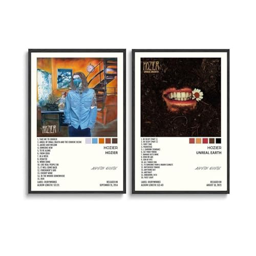 Sumooa 2 PCS Hozier Poster Music Album Cover Für Zimmer, Ästhetische Leinwand-Wandkunst, Schlafzimmer-Dekor 12x18inch(30x45cm) von Sumooa