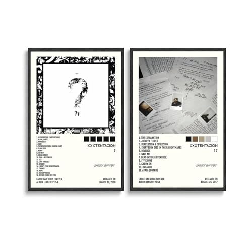 Sumooa 2 PCS Xxxtentacion Poster Rapper Music Album Cover Für Zimmer, Ästhetische Leinwand-Wandkunst, Schlafzimmer-Dekor 12x18inch(30x45cm) von Sumooa