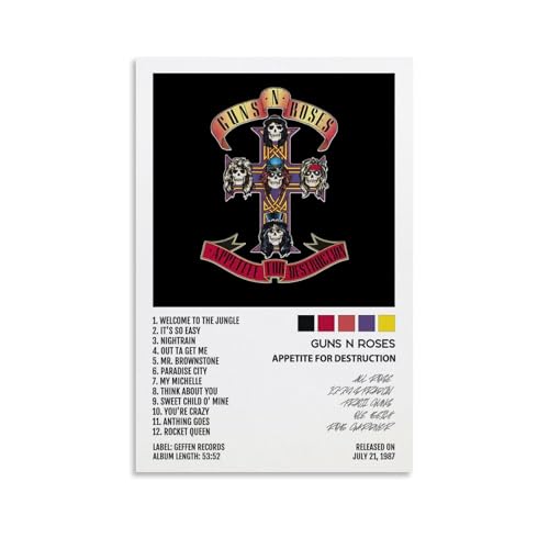 Sumooa Guns Poster N Roses Rock Band Music Album Cover Poster Für Zimmer, Ästhetische Leinwand-Wandkunst, Schlafzimmer-Dekor Poster 12x18inch(30x45cm) von Sumooa