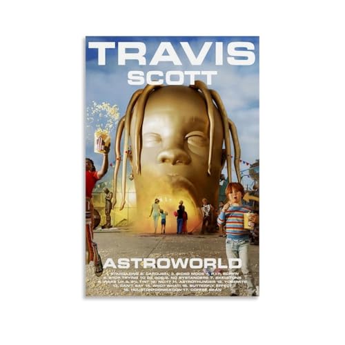 Travis Poster Scott Music Rapper Singer Cover Poster Für Zimmer, Ästhetische Leinwand-Wandkunst, Schlafzimmer-Dekor Poster 12x18inch(30x45cm) von Sumooa