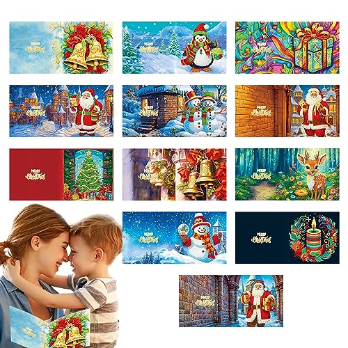 Sumshy 12er Set DIY Diamond Painting Grußkarten Set Weihnachten, Christmas Diamond Painting Greeting Cards for Kinder & Erwachsene (Weihnachten-12er Set A) von Sumshy