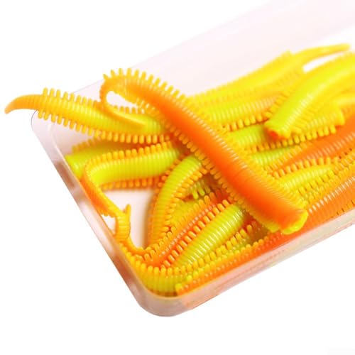 10 Stück Angelköder-Set Simulation Sand Seidenraupe für alle Wasserbedingungen (Nr. 4 gelb-orange) von Sumsoctober