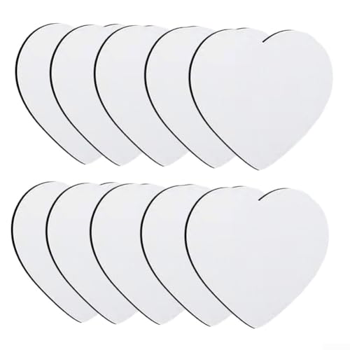 10 Stück leere Getränkeuntersetzer in mehreren Formen für individuelle Designs zu Hause oder im Büro (Herz) von Sumsoctober