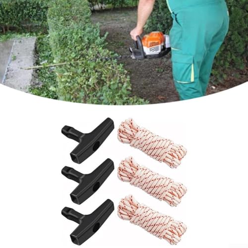 3-teiliges Seil- und Griff-Set, kompatibel mit Kettensägen, Laubbläsern, Rasenmähern, Kunststoffkonstruktion für Garten- und Kleinmotorreparaturen (3,5 mm) von Sumsoctober