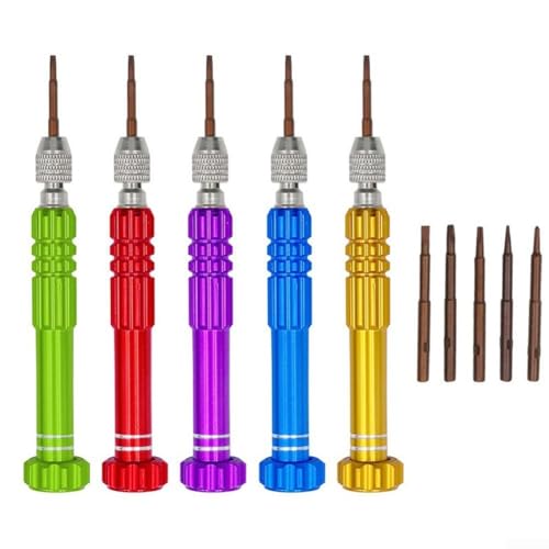 5-teiliges Schraubendreher-Set für die Reparatur von Handys und Uhren, aus starkem Stahl, magnetische Spitzen für einfache Verwendung (Gelb) von Sumsoctober