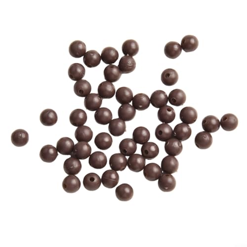 50 Stück schwimmende Stoßperlen zum Karpfenangeln aus weichem Gummi, rund, für dauerhafte Rig-Setup und Schnursicherheit (8 mm braun) von Sumsoctober