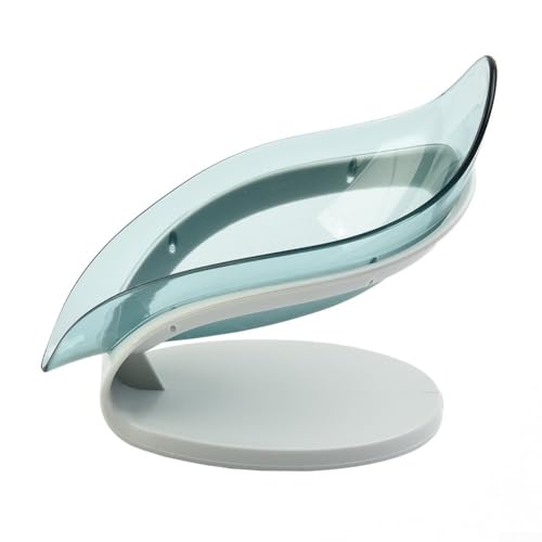 Badezimmer Seifenschale Tablett mit Wasserfall selbstentleerendem Design und abnehmbarem Silikon-Saugnapf, ABS-Material für Seife und Zubehör (blau) von Sumsoctober