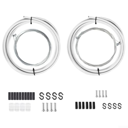 Brems- und Schaltzug-Set für Rennräder und Mountainbikes, mit kälte- und hitzebeständigem PVC-Rohr und Stahldraht-Innenkern (weiß) von Sumsoctober