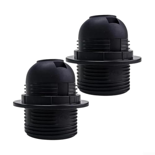 E27 Lampenfassung 2er Set, flammhemmender PBT-Schraubsockel mit Sicherheitsverschluss und Lampenschirmring für Tisch-, Boden- und Deckenlampen von Sumsoctober