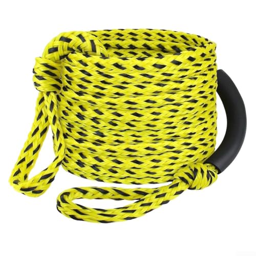 Effizientes 18,3 m 3K Bootsabschleppseil für Schläuche, Wasserski und Abschleppen von 3 Personen mit schwimmendem Griff (gelb schwarz) von Sumsoctober
