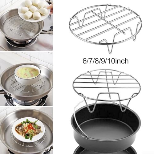 Einlagiger Grillrost für 6 10 Zoll Luftfritteusen Edelstahl Zubehörschale zum Braten und Dämpfen (22,9 cm) von Sumsoctober
