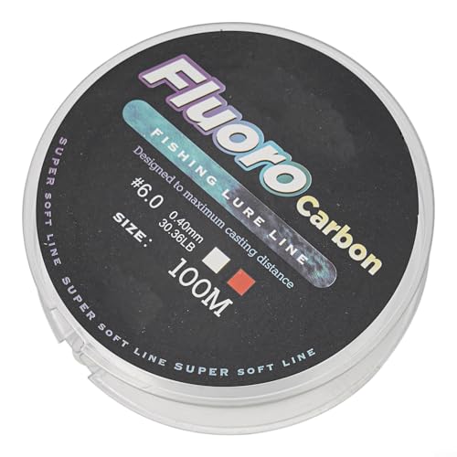 Fluorocarbon Angelschnur 100 m Länge 4 1334 14,5 kg Stärke Kohlefaser Vorfach weiche Schnur zum Angeln mit überlegener Wasserbeständigkeit und geringer Sichtbarkeit (6 - 0,40 mm - 13,8 kg weiß) von Sumsoctober