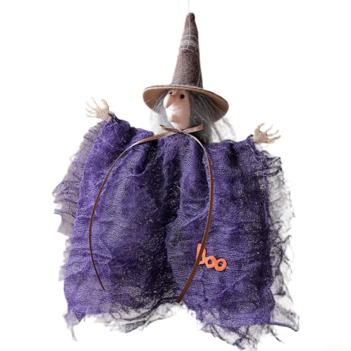 Halloween-Hängeornament aus Seide, Hexe, Kürbismotiv, schwarz, Party-Dekoration, leicht, saisonales Display für Zuhause, Spukhaus, 1 Stück, 23 x 20 cm (Hexe) von Sumsoctober