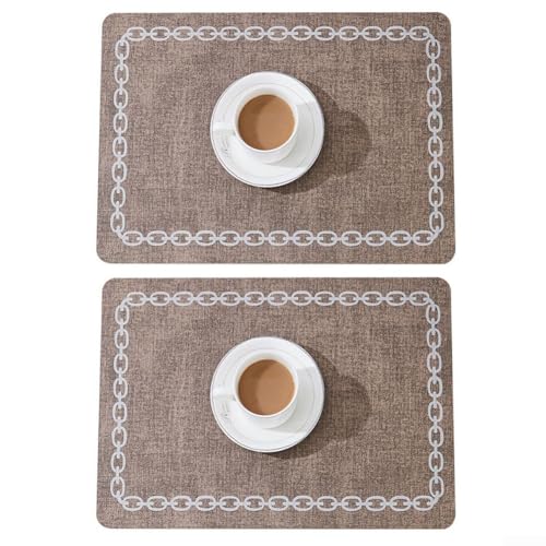 Hitze- und kratzfeste Leder-Tischsets im 2er-Set, entworfen für den täglichen Gebrauch in geschäftigen Restaurants und Heimküchen (braun) von Sumsoctober