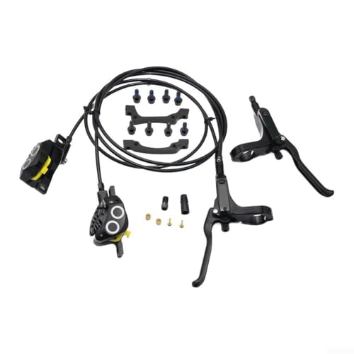 Hydraulisches Bremsset 4 Kolben mit Bremsschlauch-Kit für Mountainbikes, rechts vorne 800 mm und links hinten 1500 mm, verstellbarer Bremsgriff zur Griffeinstellung (Schwarz) von Sumsoctober