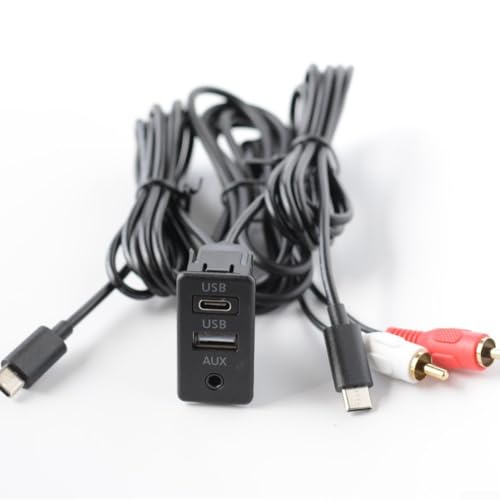 Kfz-Armaturenbrett-Halterung, USB/AUX-Schnittstellenverlängerung mit 145 cm langem Kabel für die Verwendung in der Mittelkonsole von Sumsoctober