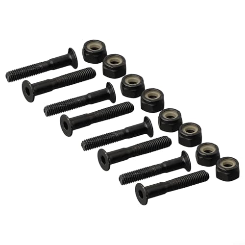 Komplettes Set mit 16 Schrauben und Muttern für Skateboard-Longboard-Reparaturen (schwarz M5 × 28 mm) von Sumsoctober