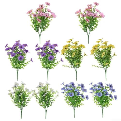 Kunstblumenkollektion aus Kunststoff, 10 Stück, für schöne Verschönerung von Gärten und Heimdekoration (verschiedene Farben) von Sumsoctober