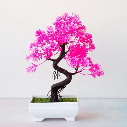 Kunstpflanze im Bonsai-Stil, dekorativer Akzent für Zuhause, Büro und Garten gleichermaßen (Rosa) von Sumsoctober