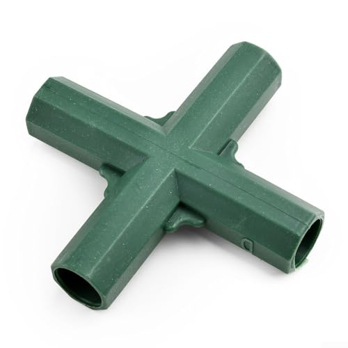 Kunststoff-Gewächshaus-Halterung, 4 Stück, für Garten, Kletterpflanzen, Markisen, Anschlüsse für 16 mm Rohr (Kreuz 4-Wege) von Sumsoctober