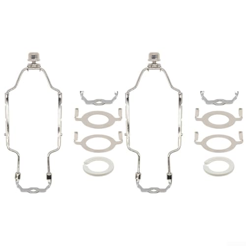 Lampenschirm-Harfenhalter-Set, verstellbar, 17,8 - 25,4 cm, Metall, Harfenhalterung mit E26/E27-Sockel und E14-Konverter, 2 Sets (Silber) von Sumsoctober