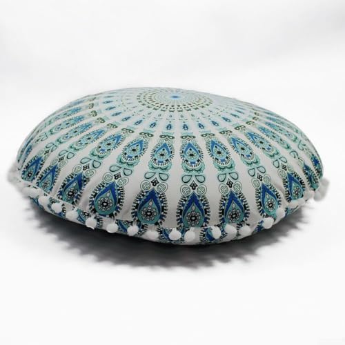 Lively Bohemian Patterned Pillowcase Cover in a Round Shape, Size of 43 x 43cm for Various Decor Uses (#3) von Sumsoctober
