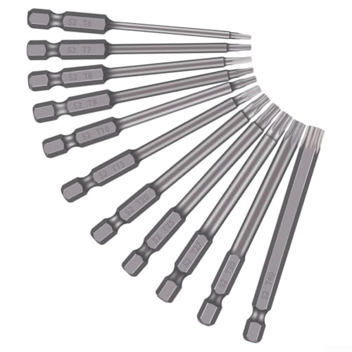 Magnetisches Schraubendreher-Bit-Set, 11-teilig, mit 1/4-Zoll-Sechskantschaft und 75 mm Länge, für die Verwendung mit Elektroschraubern und Akku-Bohrmaschinen, sechseckige Pflaumenblüten-Bits T40 Magnetisches Schraubendreher-Bit-Set, 11-teilig, mit 1/4-Zoll-Sechskantschaft und 75 mm Länge, für die Verwendung mit Elektroschraubern und Akku-Bohrmaschinen, sechseckige Pflaumenblüten-Bits T40 von Sumsoctober