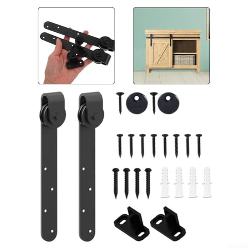 Mini-Schiebetür-Hardware-Kit mit Bodenführung und Rollen-Set für Möbeltür-Installation (1) von Sumsoctober