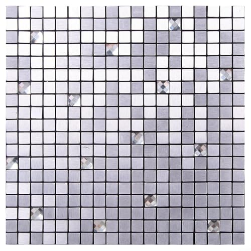 Mosaikfliesen-Aufkleber mit anpassbaren Funktionen für stilvolle Innenräume in Küchen oder Badezimmern (Silber) von Sumsoctober