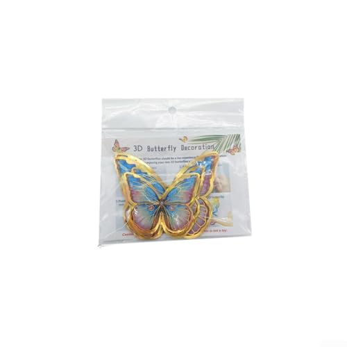 PY3025-YJ Wandaufkleber, Schmetterling, 3D-Design, goldfarbener Rand, PVC, 24 Stück von Sumsoctober