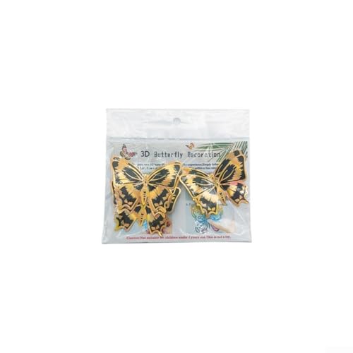 PY3027-YJ Wandaufkleber, Schmetterling, 3D-Design, goldfarbener Rand, PVC, 24 Stück von Sumsoctober