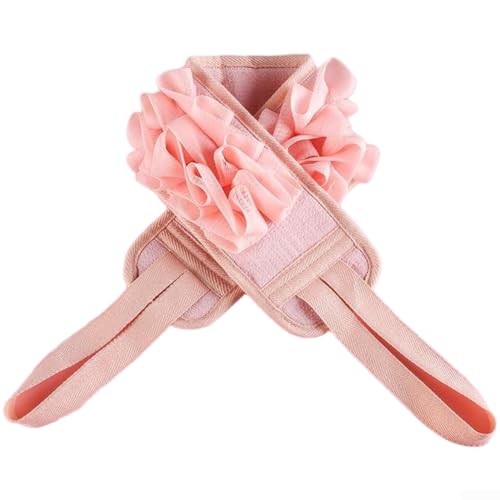 Peeling 2 in 1 Badetuch Rückenschrubber mit verlängerter Reichweite Griff für Dusche, weiches Viskose-Schwammnetz für gründliche Körperreinigung (Pulver) von Sumsoctober