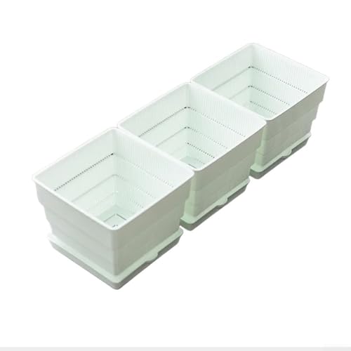 Platzsparendes atmungsaktives Blumentopf-Set mit Drainageschale für den Anbau von Kräutern und Gemüse auf Fensterbänken, aus wetterbeständigem Kunststoff (15 cm) von Sumsoctober