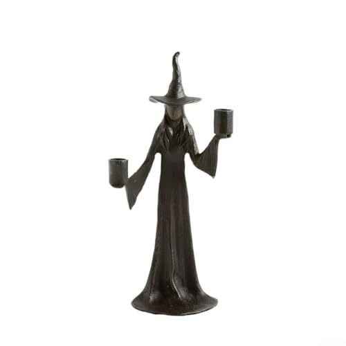Ritual Altar Hexe Statue mit Kerzenständer Ornamente für Halloween, Kunstharz gefertigte Figur mit gotischem Design für Meditation und spirituelle Räume (B)Doppelkerzen) von Sumsoctober
