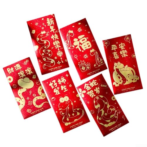 Rote Umschläge 2025 Chinesisches Neujahr 36 Stück rote Briefumschläge Neujahrsschlange mit einzigartigen geprägten roten Umschlägen, Neujahrs-Taschen-Set (C) von Sumsoctober